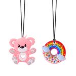 Chew Toys for Autistic Children, 2 Pack Food Grade Silicone Sensory Chew Necklaces Teether Teething Toys for Autistic Children Boys Girls with Teething, Biting Needs, Oral Motor Chewy Teether, ADHD