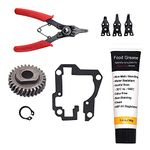 HandyTek 9706529 W11086780 Replacement Gear Parts Compatible with Whirlpool Worm the 9709511 Gasket and 9703680 Circlip & 1.8 Oz Food Grade Grease and 4 in 1 Snap Ring Pliers Set