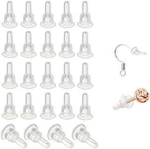 50pcs Silicone Earring Backs, Full-Cover Clear Earring Backs, Dust-Proof, Hypoallergenic Soft Ear Safety Pads Backstops for Stabilize Earring Studs Hooks (10x6mm)