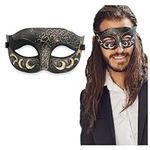Black Gold Masquerade Mask For Men & Women Antique Look Mask for Venetian Party, Masquerade Party, Halloween & Masquerade Ball (Black/Gold)