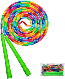 Kingcolor（1 Pack）16 FT Double Dutch Jump Rope Long Jump Rope for Kids Adult,Plastic Segmented Beaded Diy Jump Rope, Long Enough for 5-6 Jumpers (Green)