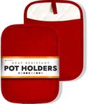 HOMWE Silicone Kitchen Pot Holders, 2 Pc Set Trivets, Steam and Heat Resistant Hand and Countertop Protection Hot Pads, Non-Slip Grip, Terrycloth Interior Lining, Red