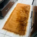 HOMDECLOYAL® Faux Fur Runner Hard Backing Rug, Fluffy Sheepskin Mat for Bedroom Living Room Floor Rug Home Décor Bedside Ruuner (2 feet x 5 feet - Runner, Golden)