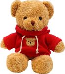 CHELEI2019 11.8" Teddy Bear Stuffed Animal Cute Teddy Bear with Hoodie Plush Toy for Kids,Red