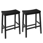 HOOBRO Bar Stools, Set of 2 Bar Chairs, 60 cm Saddle Stools, Kitchen Counter Stools with Footrests, Industrial Stools for Dining Room, Kitchen, Counter, Bar, Black BB02MD01