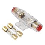 4 6 8 Gauge AWG Inline Automotive Fuse Holder with 20A AGU Fuses Universal for Car Audio System