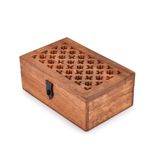 Indus Lifespace Mango Wood Decorative Wooden Box with Hinged Lid Wooden Storage Box, Decorative Bo xes With Lids (20.32cm x 12.7cm 7.62cm)