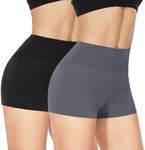 NexiEpoch 2 Pack Workout Biker Shorts Womens - 3" /5"/8" Booty Volleyball High Waisted Black Spandex Shorts for Yoga Dance