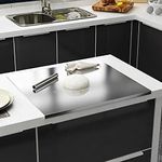 MinmilSmart - 304 Stainless Steel Multipurpose Countertop Chopping Board Worktop Platform, Cutting Fruits, Vegetables, Meat and Breads - 3 Years of Warrenty (Large) - 50 X 40 CM