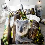 3D Duvet Cover Set for Boy Girl Single Double King Bed, Morbuy Animal Printed Bedding Sets Bedroom Microfiber Duvet Set Quilt Case with Pillowcases (Baby koala,220x260cm)