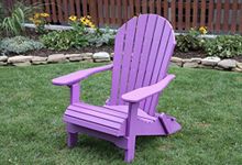 Bright Purple-Poly Lumber Folding Adirondack Chair with Rolled Seating Heavy Duty Everlasting Lifetime PolyTuf HDPE - Made in USA - Amish Crafted