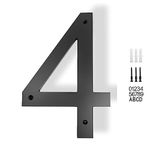 JILANLO 10" Large Floating House Numbers,Balck Acrylic Anti-Rust House Numbers,Modern House Address Street Numbers Garden Door Mailbox Decor Number with Matching Screw,Number 4