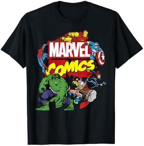 Marvel Comics Avengers Group Shot Around Logo Poster T-Shirt