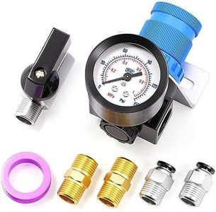 TAILONZ PNEUMATIC 5-in-1 1/4 Inch NPT AR2000 Mini Pressure Regulator Kit for Compressed Air Systems, Adjust 0 to 140 Psi