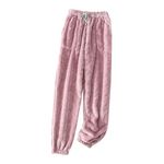 Womens Winter Warm Thicken Coral Fleece Pajama Pants Flannel Home Sleep Pants Loose Straight Leg Lounge Fluffy Fuzzy Pyjamas Bottoms Sleepwear Nightwear Homewear with Pockets