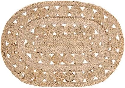 VHC Brands Celeste Braided Jute Oval Welcome Mat Farmhouse Handwoven Boho Area Rug, 20x30