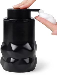 BosilunLife Black Foam Soap Dispenser, Ceramic Foaming Hand Wash Dispenser for Bathroom Modern Stylish Farmhouse Small Soap Dispenser Foam Hand Pump Dispenser for Kitchen Sink (Diamond Shape)