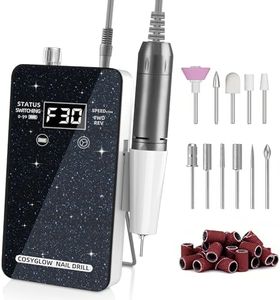 Professional Electric Cordless Nail Drill Kit with 11 Bits, 30000 RPM Rechargeable E-File for Acrylic Nails Gel Polishing (Black)