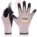 DEX FIT Level 5 Cut Resistant Gloves Cru553, 3D-Comfort Fit, Firm Grip, Thin & Lightweight, Touch-Screen Compatible, Durable, Breathable & Cool, Machine Washable; Red S (7) 1 Pair