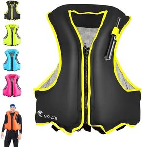 SOLY Inflatable Snorkel Vest for Adults，Snorkeling Vest，Snorkeling Vest for Kayaking Canoeing Water Sports Safety.(Black)