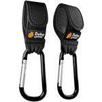 Baby Uma Stroller Hooks for Hanging Bags (2-Pack) - Universal Stroller Caddy Clips, Carry 5 kg per Mommy Clip, Carabiner Large, Baby Travel Essentials, New Mom Essentials, Wheelchair Accessories