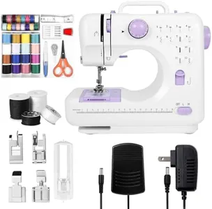 Buvnatep Beginner Sewing Machine with 12 Stitch Patterns, Adjustable 2-Speed Control, Foot Pedal & LED Light, 32-Color Thread Set, Portable Mini Electric Sewing Kit for Home Projects, Kids & Adults