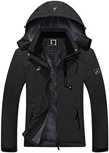 R RUNVEL Womens Waterproof Coat Winter Warm Fleece Ski Jacket with Hood Windproof Camping Hiking Coat Outdoor Mountain Walking Skiing Jackets and Coats Black UK 14
