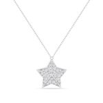 Ornate Jewels 925 Silver AAA Grade American Diamond Star Pendant Necklace with 18 Inch Chain for Women and Girls Wife Girlfriend Jewellery Gifts