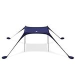 SUN NINJA Pop Up Beach Tent Sun Shelter UPF50+ with Sand Shovel, Ground Pegs and Stability Poles, Outdoor Shade for Camping Trips, Fishing, Backyard Fun or Picnics (NAVY)