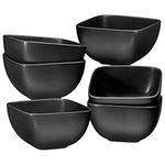 Bruntmor 26 Oz Black Porcelain Ceramic Square Soup Bowls with Handles, Soup Crocks Set of 6, Large Black Soup Bowls for Kitchen, Side Dish, Soup, Cereal, Ice Cream and Salad.