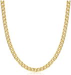 Barzel Gold Chain Necklace for Women, Men, Boys & Girls 18k Gold Plated Diamond Cut Curb/Cuban Link Chain Necklace 5MM for Men, Women & Teens - Made in Brazil