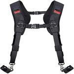 Double Shoulder Camera Strap Harness Quick Release Adjustable Dual Camera Tether Strap with Safety Tether and Lens Cleaning Cloth for DSLR SLR Camera