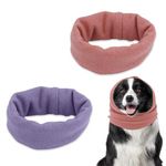 2pcs Dog Ear Muffs, No Flap Ear Wraps for Dogs Soft Dog Ear Cover Dog Snoods Quiet Ears for Dogs Neck and Ear Warmer Dog Ear Protection from Noise (Purple & Pink, M)