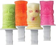 Tovolo Tiki Ice Pop Molds, Flexible Silicone, Dishwasher Safe, Set of 4 Popsicle Makers with Sticks