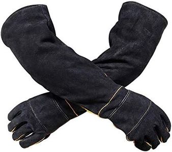 YBB Welding Gloves, Heat Resistant Leather Welding Gloves, Cotton Lined and Kevlar Stitching, for Oven/Fireplace/Stove/Pot Holder/Tig Welder/BBQ (Black)