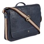 COCHOA 14 Inch Laptop Distressed Vintage Real Leather Messenger Satchel Shoulder Bag (Ocean Blue)