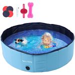 SILVER VALLEY Foldable Dog Paddling Pool Pet Cat Swimming Pool Indoor/Outdoor Collapsible Summer Bathing Tub Shower Tub Puppy Washer Kiddie Pool for Dogs, Cats and Kids (120x30cm / Blue)