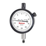 Starrett 25 Series Dial Indicator with Jewel Bearings and Lug-On-Center Back - White Face, 0-.125" Range, 0-25-0 Balanced Dial, 0005" Graduations - 25-131J