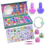 PLUSPOINT Kids Makeup Kit for Girl, Washable Makeup Set for Girls, Real Makeup for Kids, Girl Toys Princess Children Play Makeup Kit with Lights and Accessories Gifts for Girls Age 4+Year Old Kids