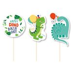 Amscan 9915520 - Dino-Mite Dinosaur Kids Birthday Party Cake Toppers - 3 Pack