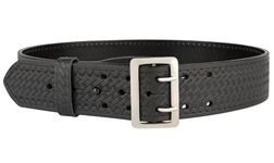 Perfect Fit Leather Duty Belt 2.25 inch Basketweave Sam Browne Belt US Made, Order 2 Sizes up, Black, 42