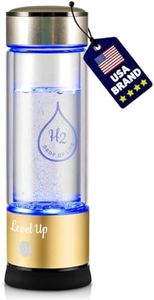 Level Up Way - Hydrogen Water Bottle Generator - New Technology Glass Water Ionizer - SPE Ionic Membrane - High Borosilicate Glass 13 Ounce (Gold)