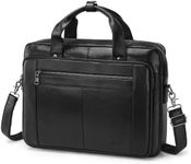 BAIGIO Men's Laptop Briefcases Leather Laptop Bag Business Handbag Shoulder Bag Vintage Leather Bag Business Bag Shoulder Bag Classic Messenger Bag Crossbody Bag, Black- 15.6"