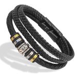 Leather Bracelet for Men To My Husband Bracelet Genuine Multi-Layer Wrap Braided Leather Cuff Bangle Bracelet with Magnetic Stainless Steel Clasp for Men (To My Husband)