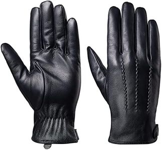 Men's Winter Gloves Sheepskin Leather Touchscreen Casual Gloves with Soft Warm Thermal Cashmere Lining Black,m