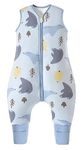 Chilsuessy Winter Baby Sleeping Bag with Feet 2.5 TOG Warm Baby Sleep Sack with Legs 100% Cotton Toddler Wearable Blanket Walker Sleep Sack for Boys and Girls, Blue Polar Bear, 90cm/3-4 Years