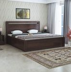 Ganpati Arts Solid Sheesham Wood Jaipur Queen Size Bed with Box Storage Wooden Double Bed Palang for Bedroom (Walnut Finish) 1 Year Warranty