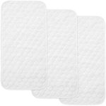 Bamboo Quilted Thicker Longer Waterproof Changing Mat Liners for Babies 3 Count by OLEH-OLEH (White)