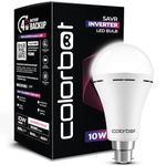 Colorbot 10W Emergency Inverter Rechargeable LED Bulb for Power Cut | 4 Hour Battery Backup | B22D | Cool Day Light (6500K) | Li-ion Battery Inside (Pack of 1)