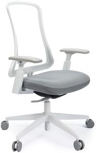 ProtoArc Flexer Sedia Ergonomica Schiena Alta in Rete Nylon Traspirante Sedia Girevole Traspirante Inclinazione Adattiva al Peso, Sella Traspirante Scorrevole, Braccioli Regolabili in Altezza, Bianco